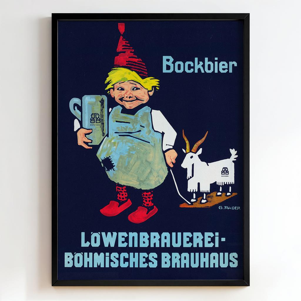 Ретро постер "Bockbier Löwenbrauerei Böhmisches Brauhaus – G. Rader (1912)"