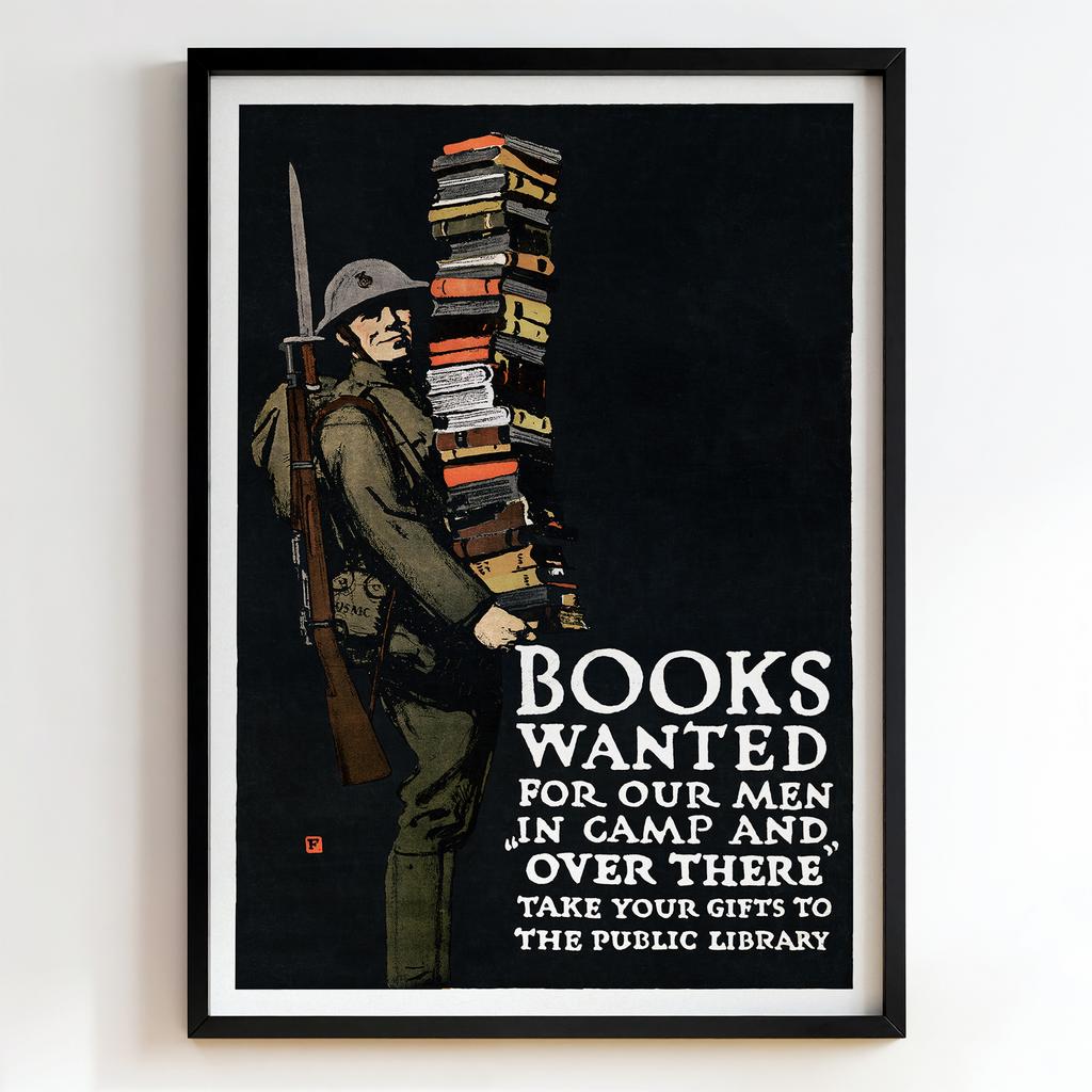 Ретро постер "Books Wanted for Our Men in Camp and Over There (WWI)"
