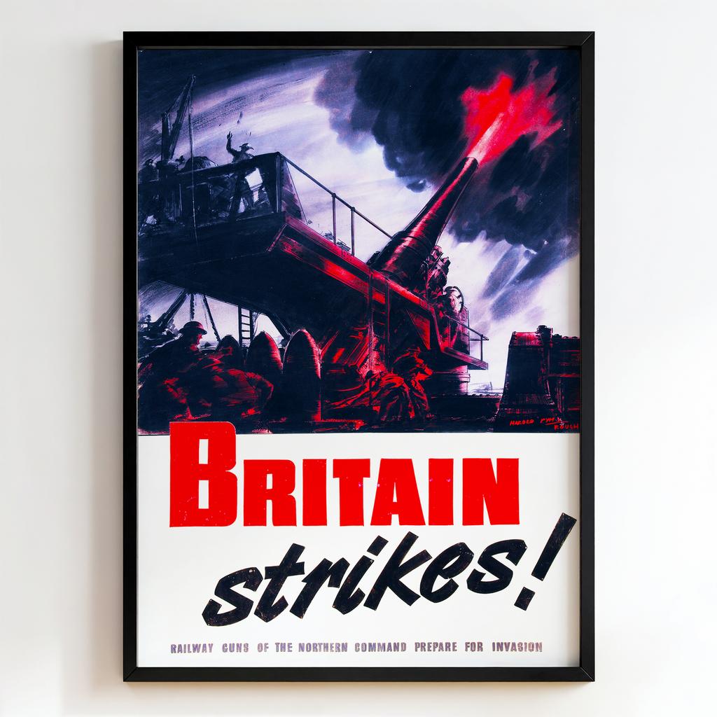 Ретро постер "Britain Strikes! Railway Guns of the Northern Command Prepare for Invasion – Harold Jameson Rough (1941)"