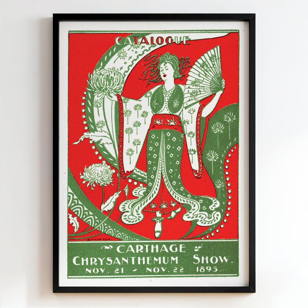 Ретро постер "Carthage Chrysanthemum Show Catalogue 1895 – Will Bradley"