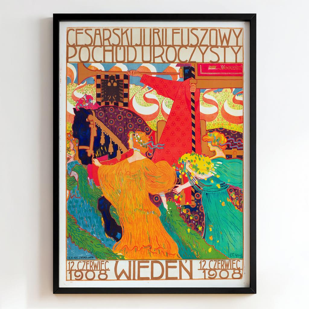 Ретро постер "Cesarski Jubileuszowy Pochód Uroczysty Wieden 1908 – Koloman Moser"