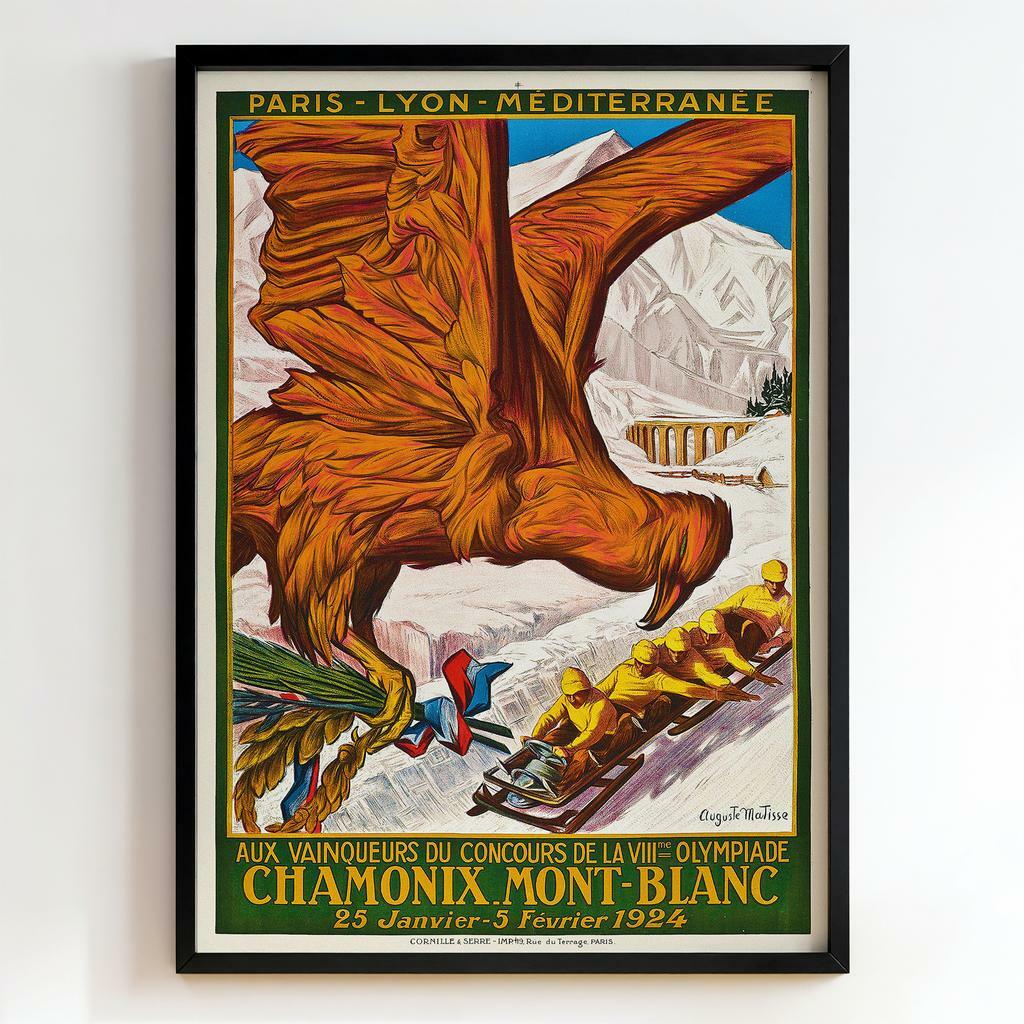 Ретро постер "Chamonix Mont-Blanc VIIIe Olympiade 1924 – Auguste Matisse"