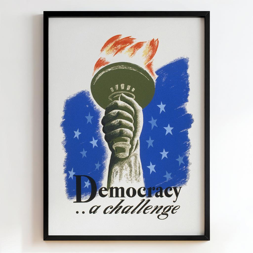 Ретро постер "Democracy… A Challenge (1944)"