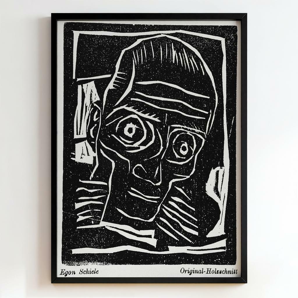 Ретро постер "Self-Portrait – Egon Schiele (1910)"