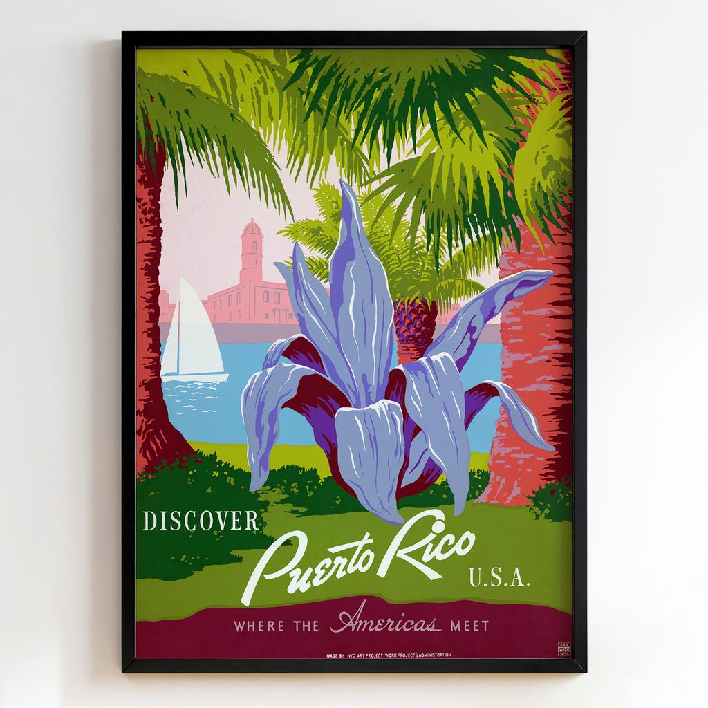 Ретро постер "Discover Puerto Rico U.S.A. – Fred E. Becker (1939)"