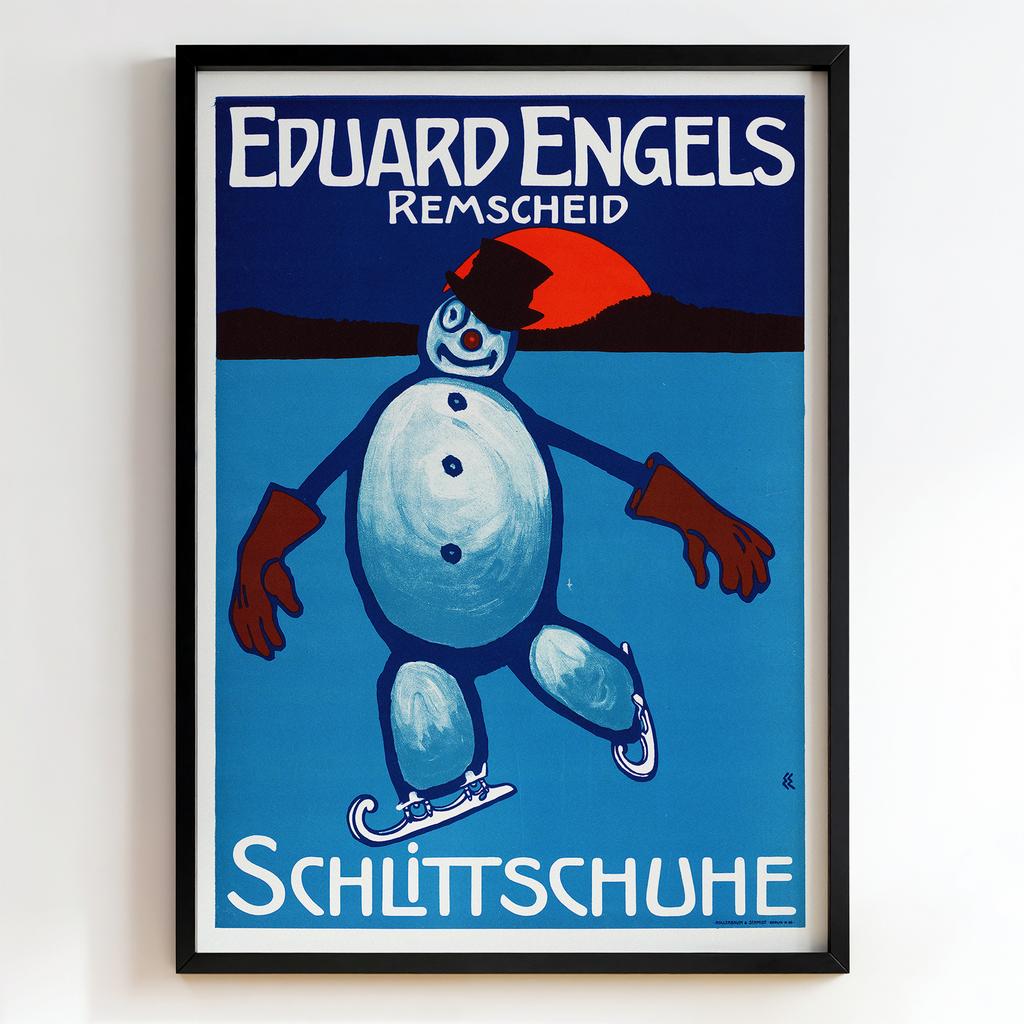 Ретро постер "Eduard Engels Schlittschuhe – Julius Klinger (1912)"