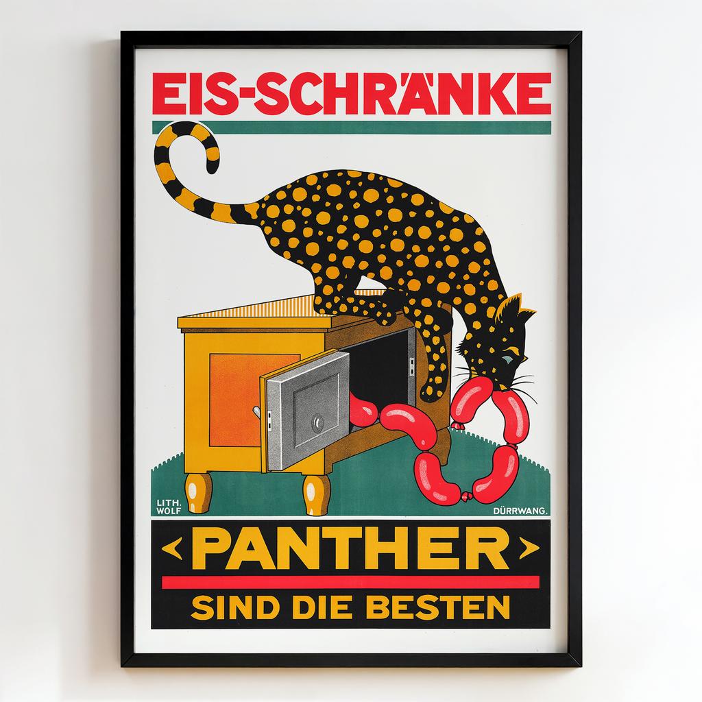 Ретро постер "Panther Eis-Schränke – Lith Wolf (1920s)"