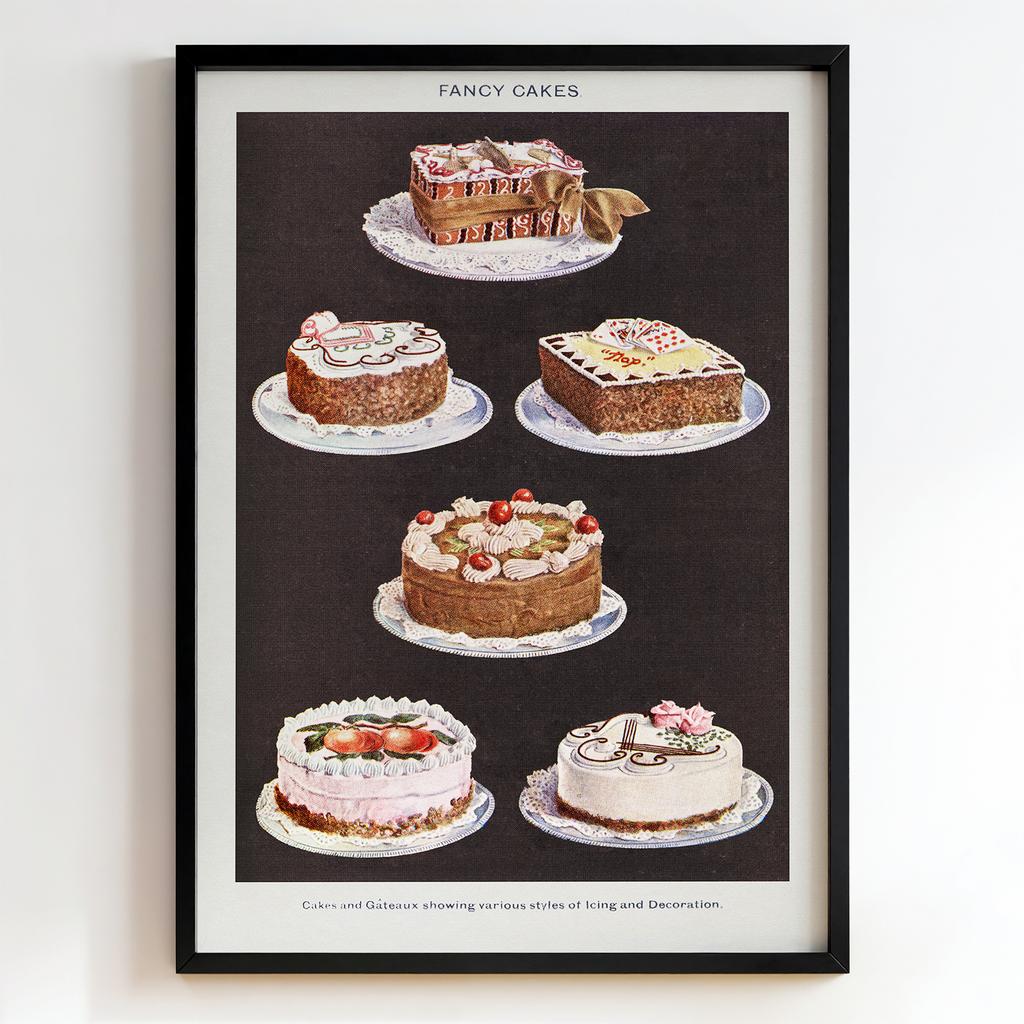 Ретро постер "Fancy Cakes – Cakes and Gâteaux Illustration (1920s)"