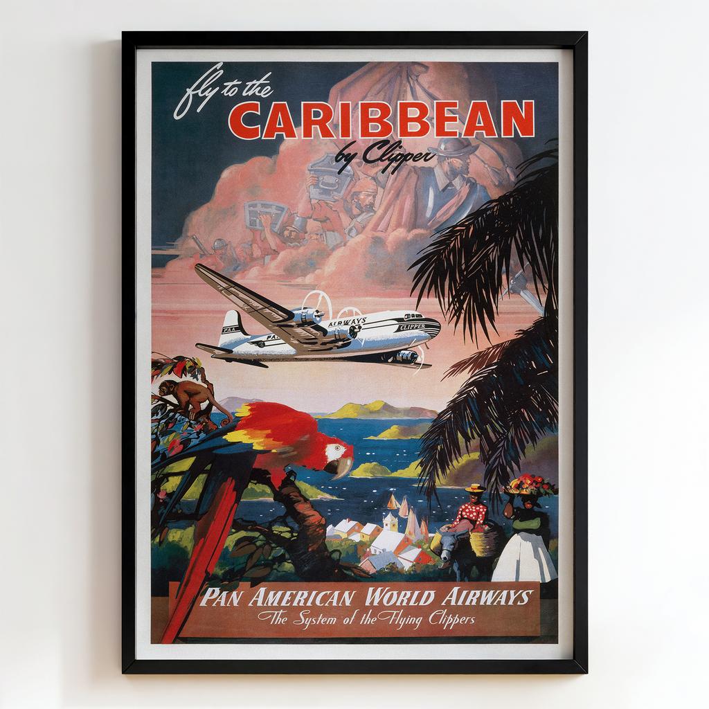 Ретро постер "Fly to the Caribbean by Clipper – Pan American World Airways (1940)"