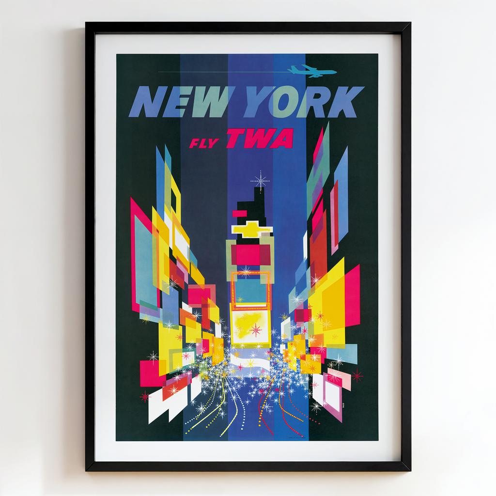 Ретро постер "New York – Fly TWA – David Klein (1956)"