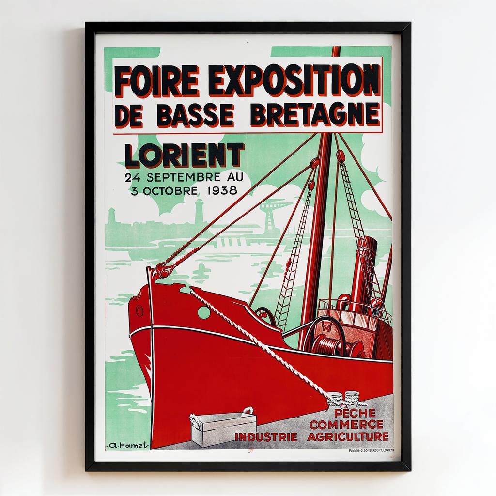 Ретро постер "Foire Exposition de Basse Bretagne – Lorient – A. Hamet (1938)"