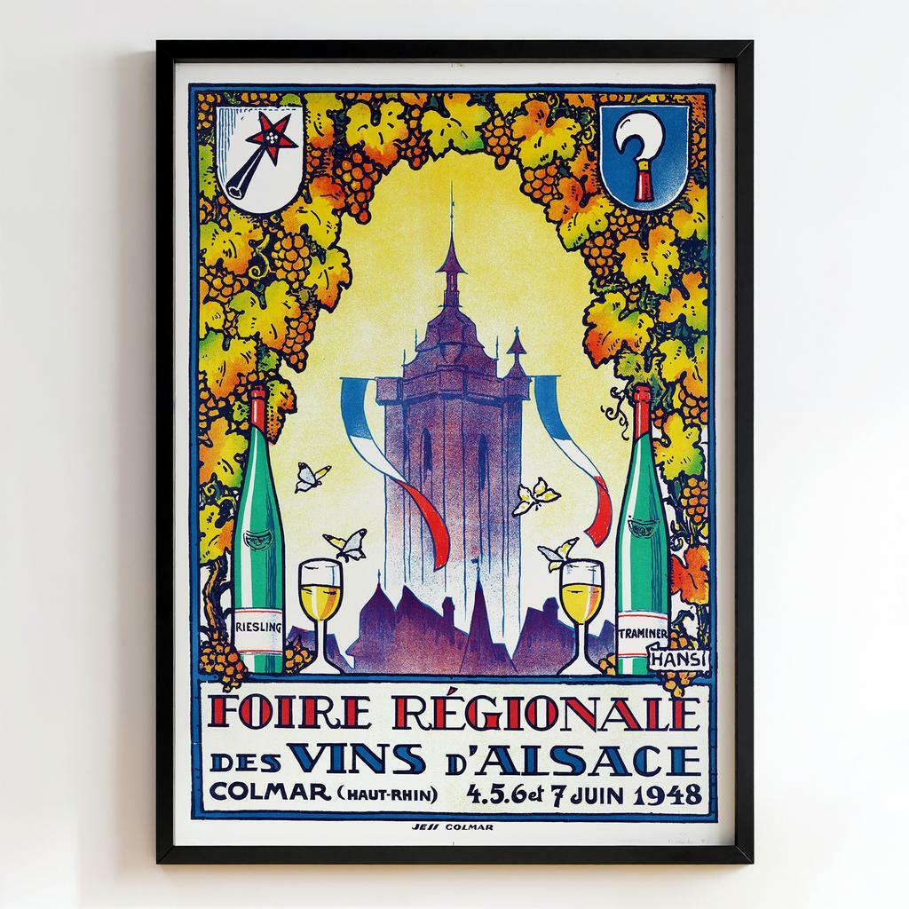 Ретро постер "Foire Régionale des Vins d’Alsace – Colmar – Hansi (1948)"