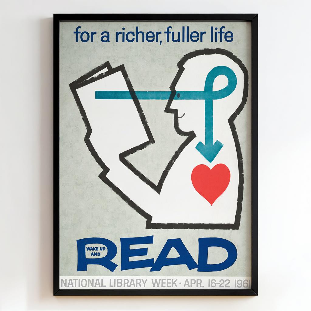 Ретро постер "For a Richer, Fuller Life – National Library Week (1961)"