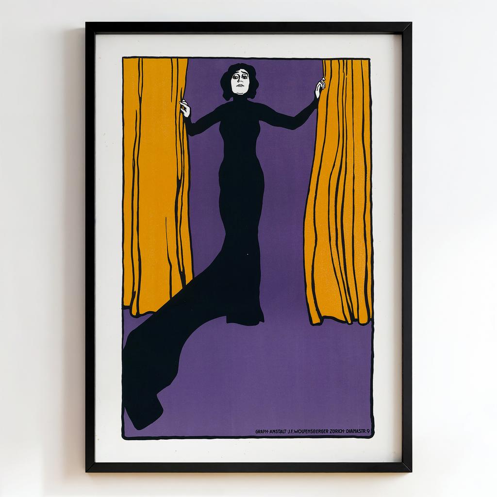 Ретро постер "Frau mit Vorhang – Emil Cardinaux (1913)"