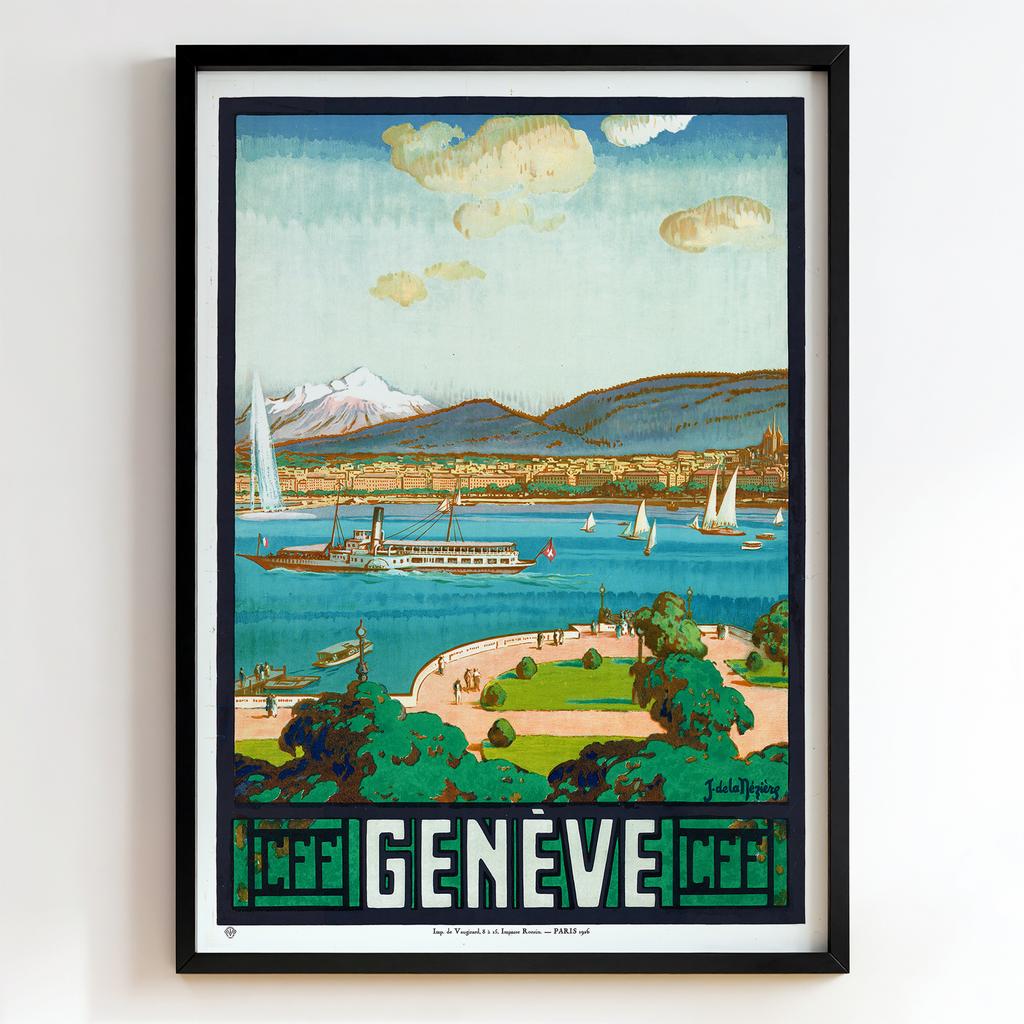 Ретро постер "Lac de Genève – Jules de Praetere (1896)"