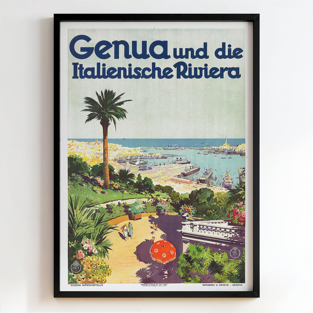 Ретро постер "Genua und die Italienische Riviera – Mario Borgoni (1930)"