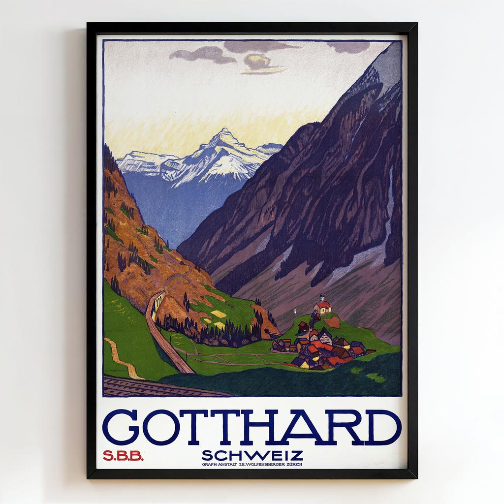 Ретро постер "Gotthard Schweiz – Emil Cardinaux (1920)"