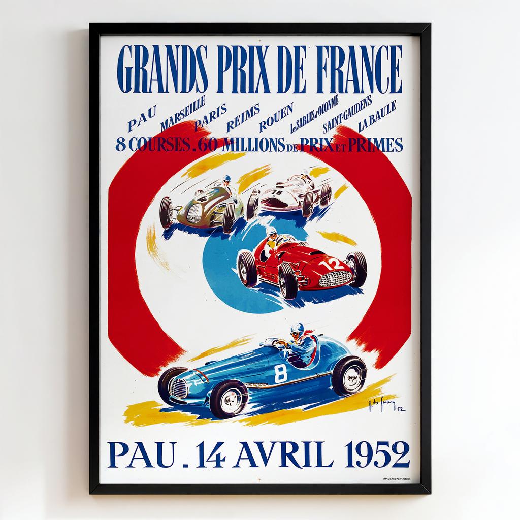Ретро постер "Grands Prix de France – Jean des Gachons (1952)"