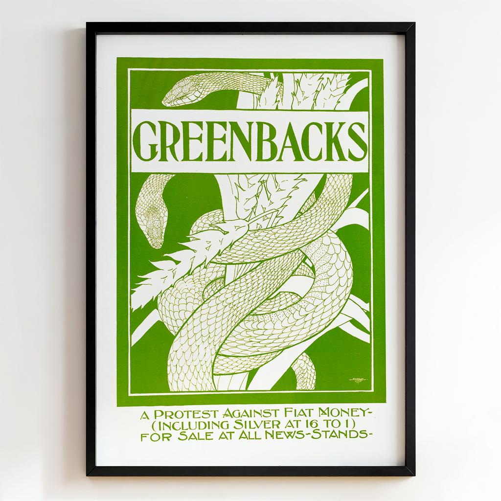 Ретро постер "Greenbacks – Protest Against Fiat Money (1896)"