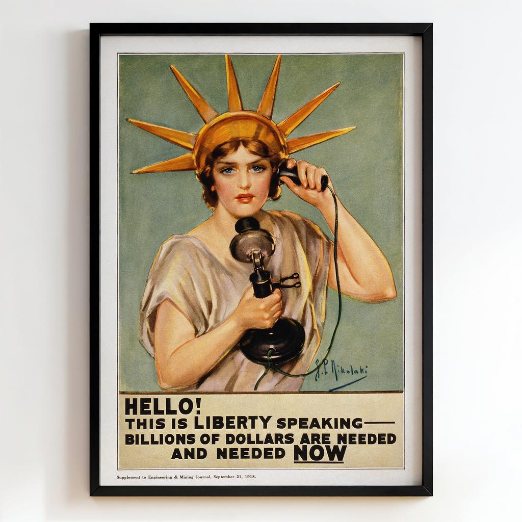 Ретро постер "Hello! This is Liberty Speaking – Joseph Christian Leyendecker (1918)"
