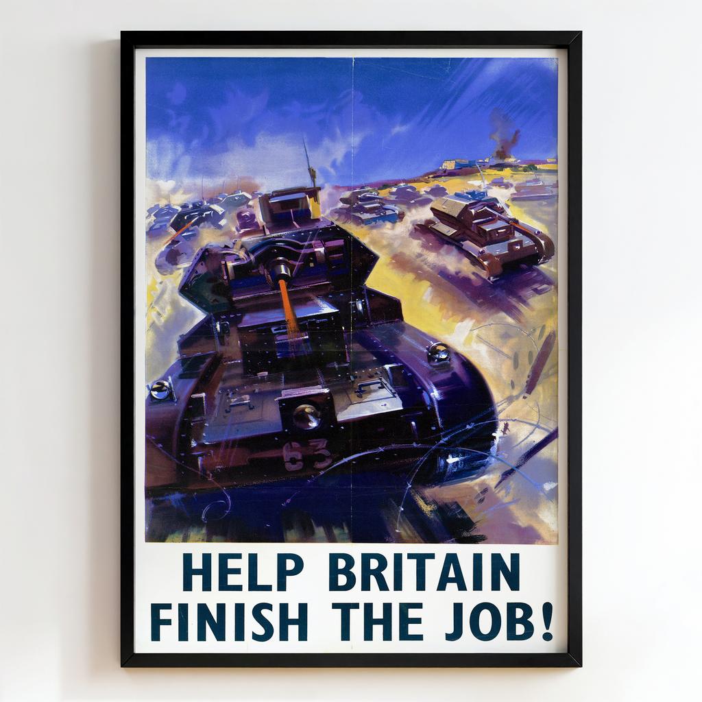 Ретро постер "Help Britain Finish the Job! – WWII Propaganda Poster (1940s)"