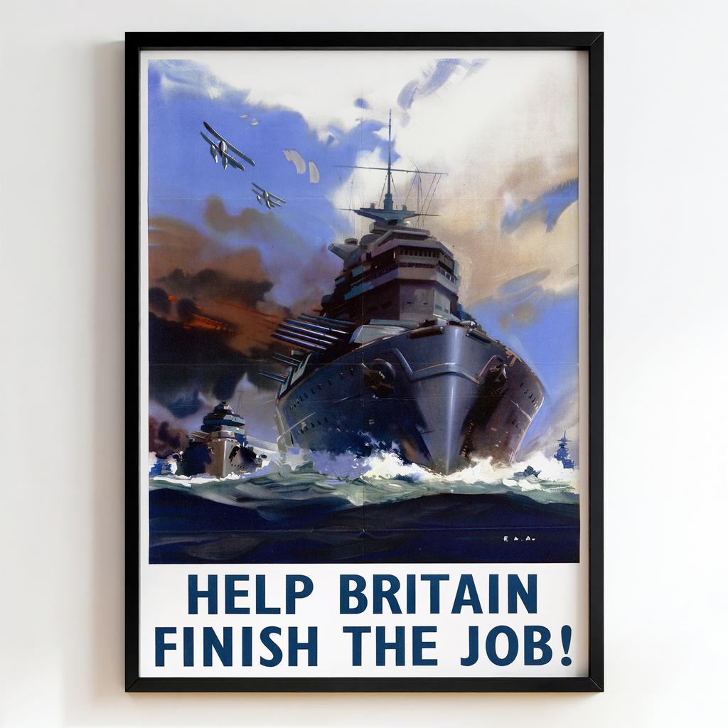 Ретро постер "Help Britain Finish the Job! – Naval Fleet (1940s)"
