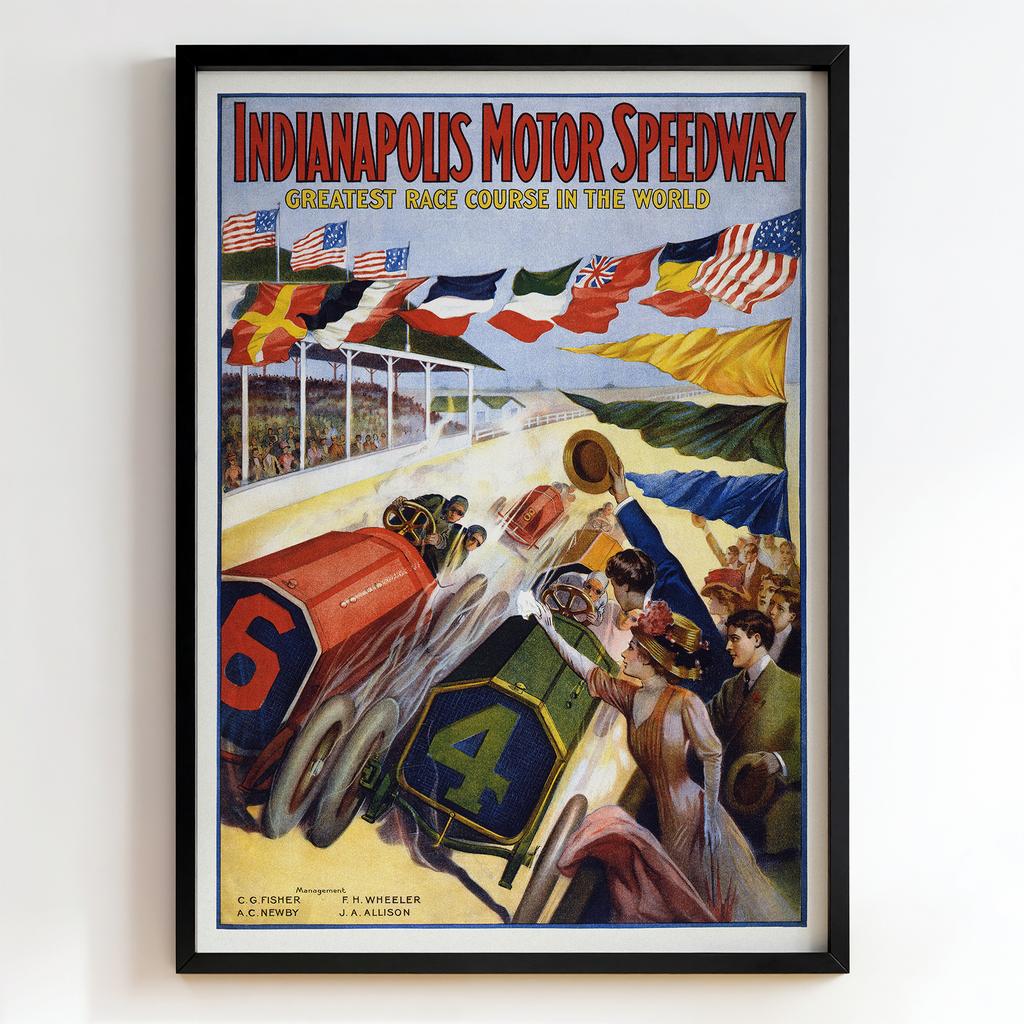 Ретро постер "Indianapolis Motor Speedway – Greatest Race Course in the World (1910s)"