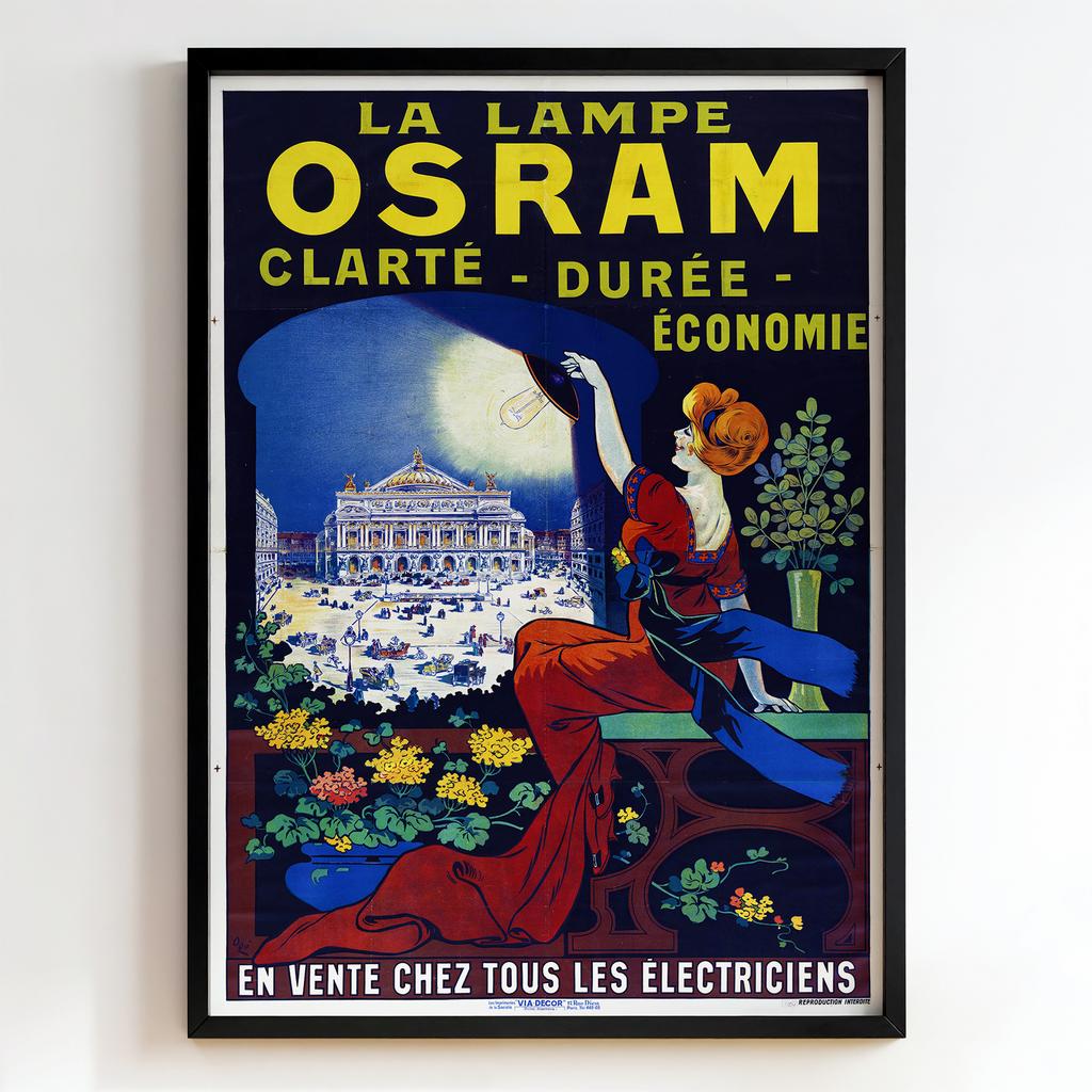 Ретро постер "La Lampe Osram – Clarté Durée Économie (c.1925)"