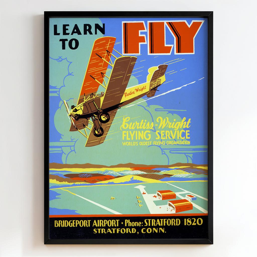Ретро постер "Learn to Fly – Curtiss-Wright Flying Service (c.1930)"