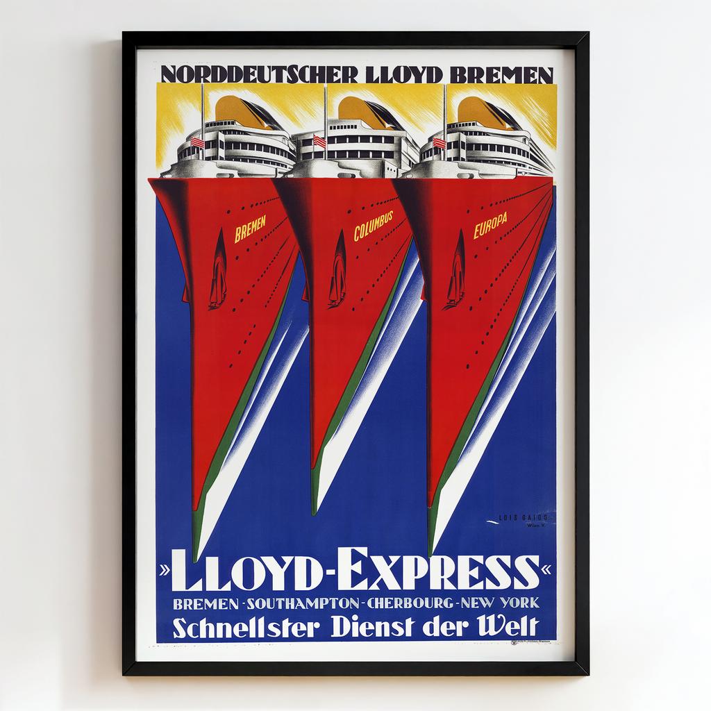 Ретро постер "Lloyd-Express – Norddeutscher Lloyd Bremen – Louis Gaigg (1930s)"