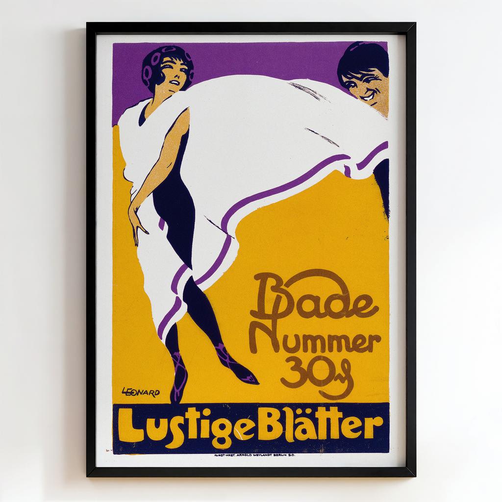 Ретро постер "Bade Nummer 30 – Lustige Blätter – Leonard (1920s)"