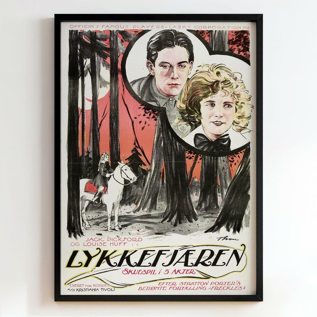 Ретро постер "Lykkefjæren – Jack Pickford og Louise Huff (1919)"