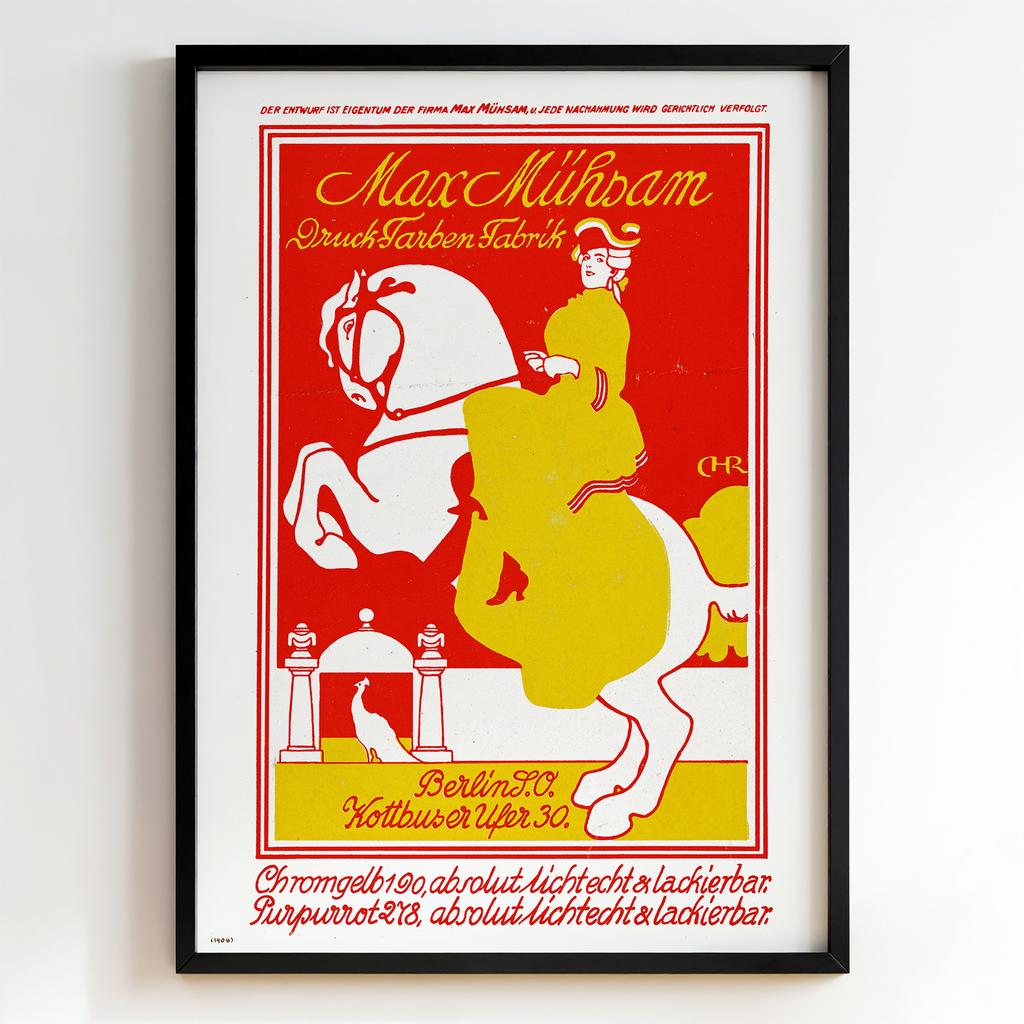 Ретро постер "Max Mühsam Druckfarben Fabrik – Horse Rider Poster – Unknown (1900s)"