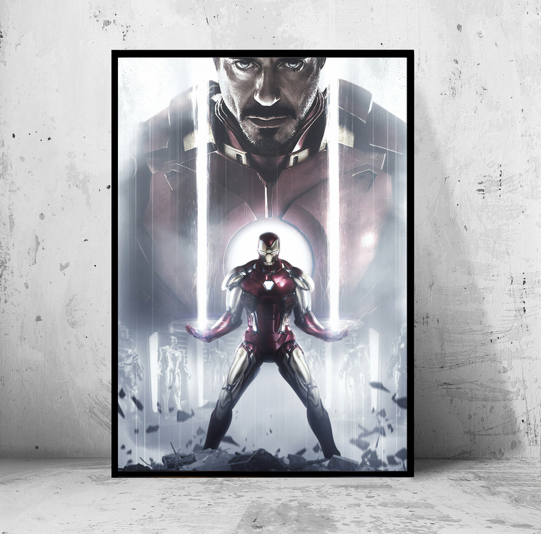 Постер на ПВХ 3 мм. в раме "Iron Man" (Железный Человек / Тони Старк / Tony Stark)