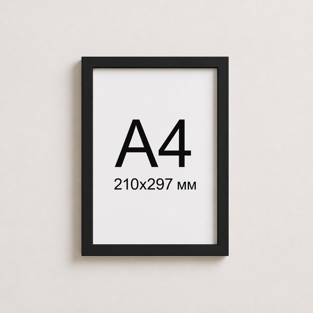 Чорна рама пластикова настінна універсальна А4 210х297 мм Black Frame