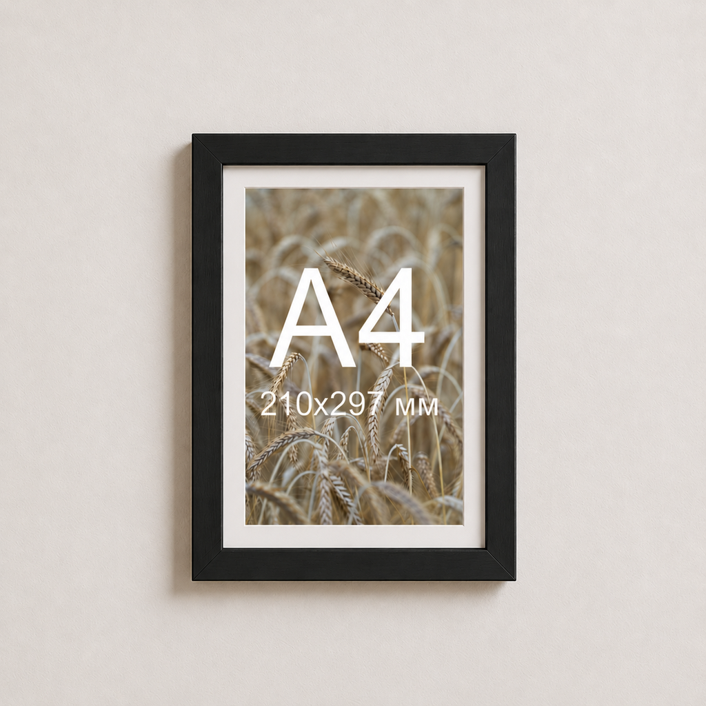 Чорна рама з паспарту настінна 25×34 см для формату А4 210х297 Black Frame
