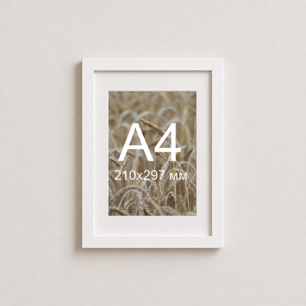 Біла рама з паспарту пластикова настінна універсальна А4 White Frame