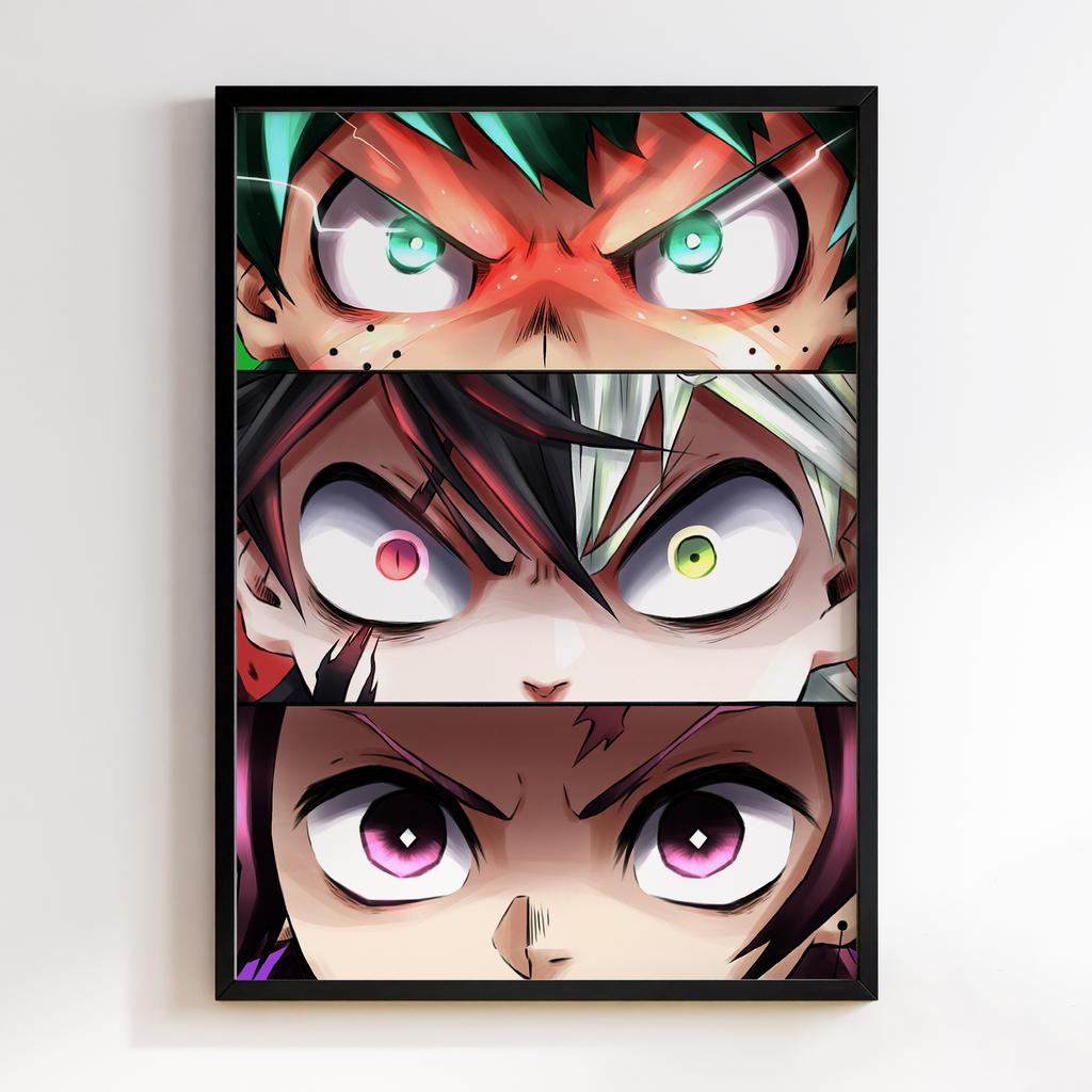 Постер Crossover Demon Slayer +  My Hero Academia + Black Clover