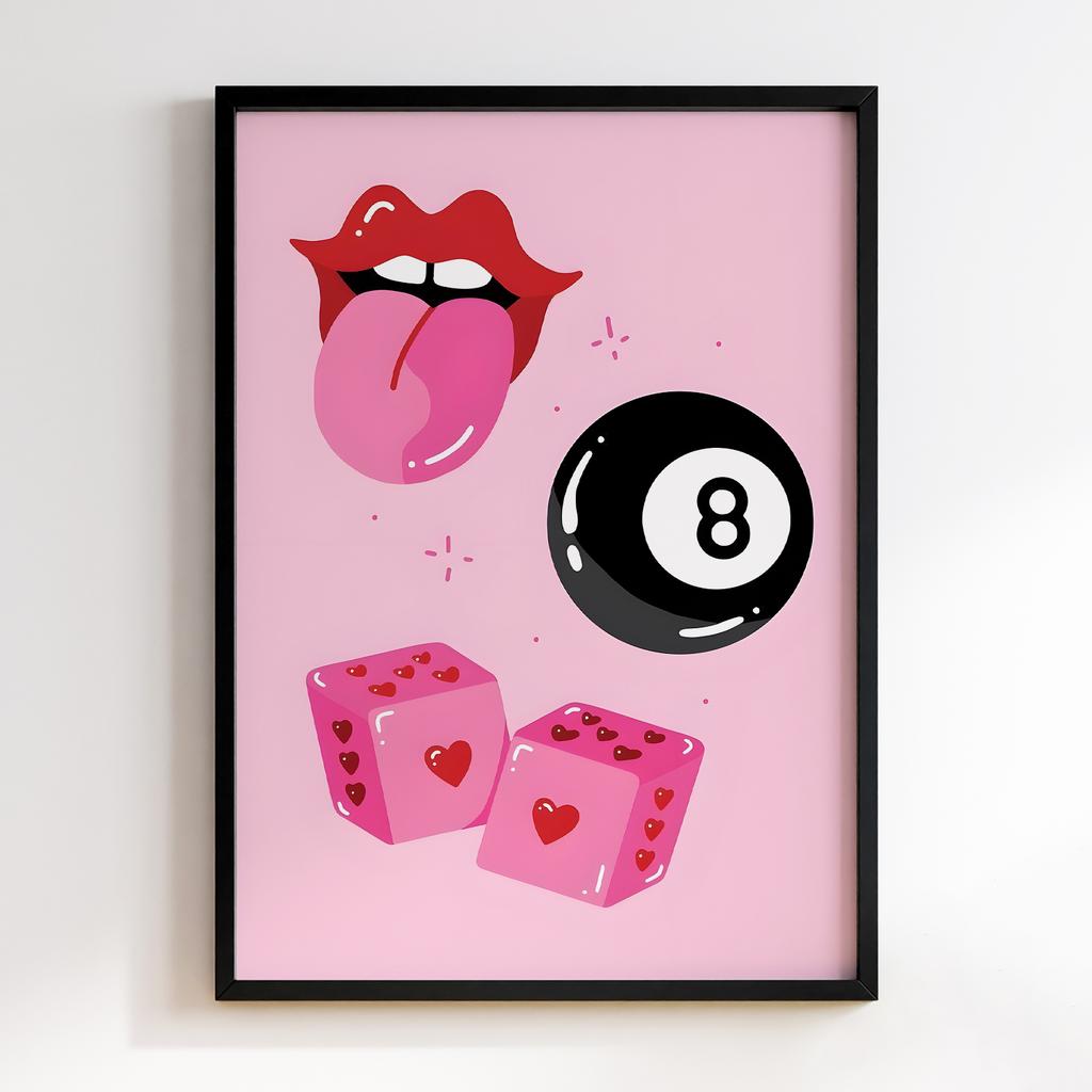Постер Lips Dice Billiard Ball