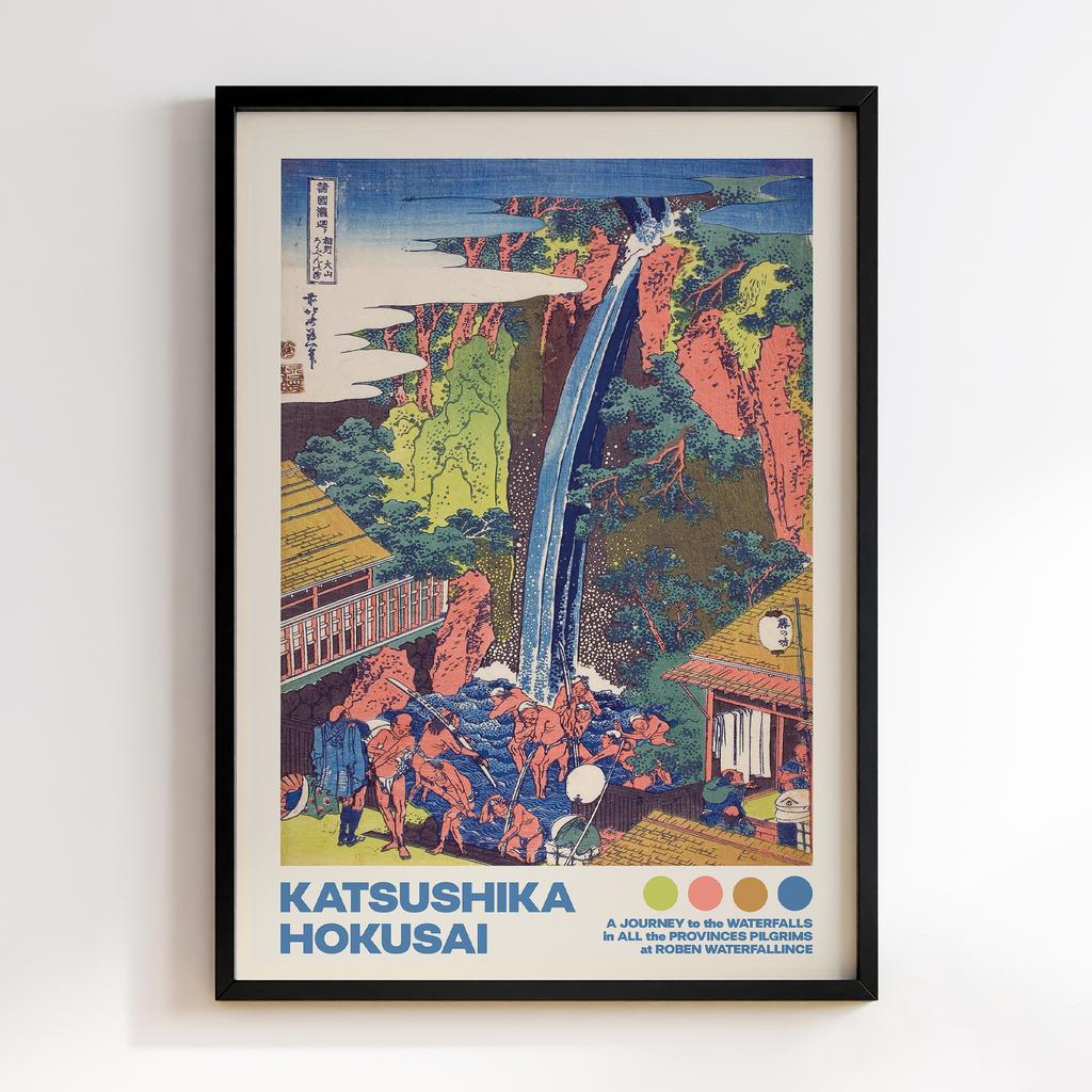 Постер Katsushika Hokusai A Journey to the Waterfalls in All the Provinces Pilgrims at Roben Waterfallince #02