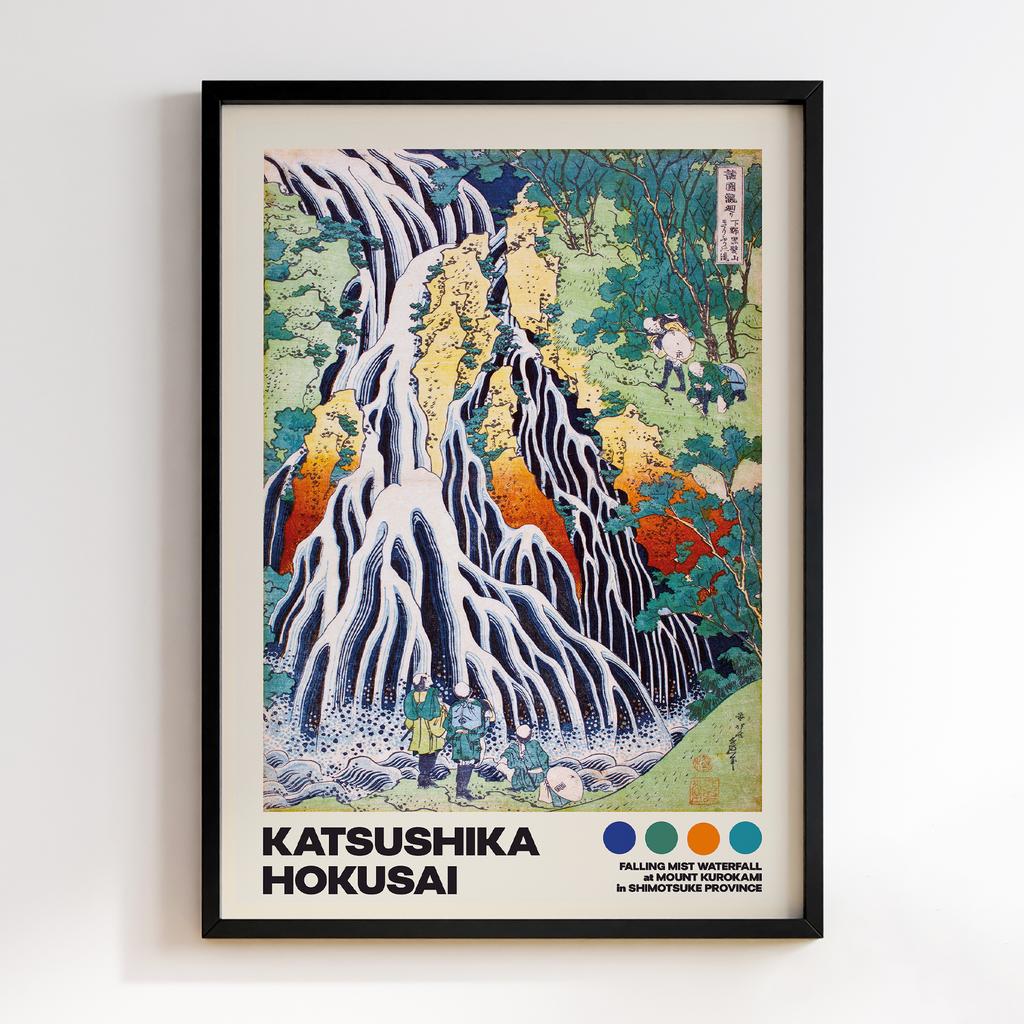 Постер Katsushika Hokusai Falling Mist Waterfall at Mount Kurokami in Shimotsuke Province #01
