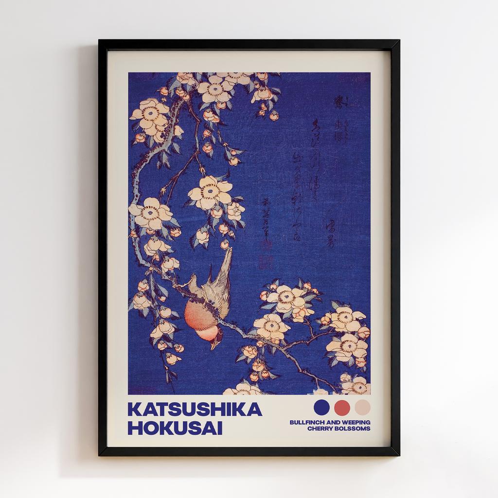 Постер Katsushika Hokusai Ullfinch and Weeping Cherry Blossoms #02