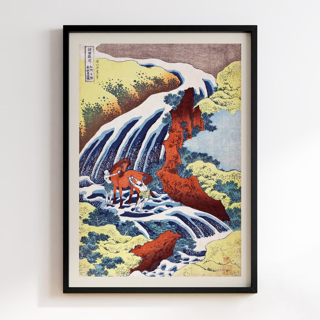 Постер Katsushika Hokusai Waterfall where Yoshitsune Washed his Horse, Yoshino, Yamato Province #01