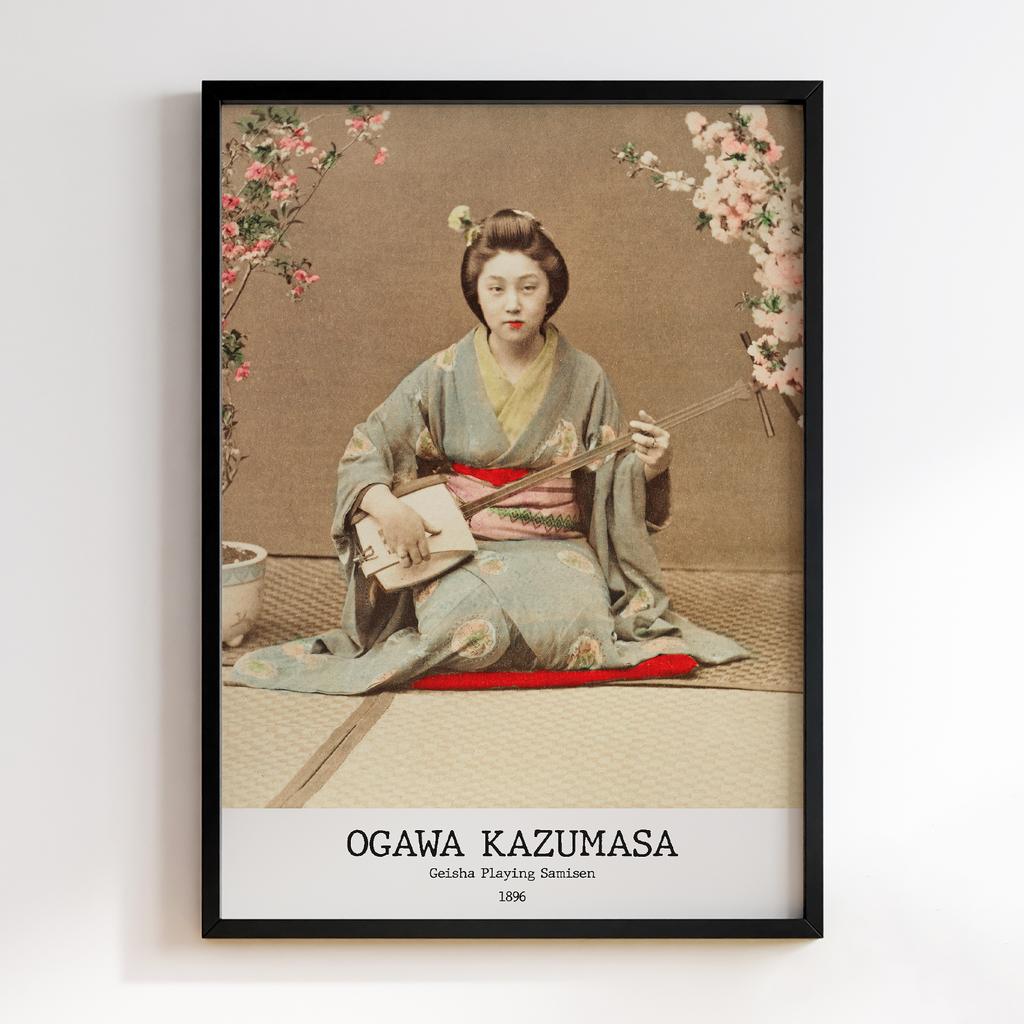 Постер Ogawa Kazumasa Geisha Playing Samisen