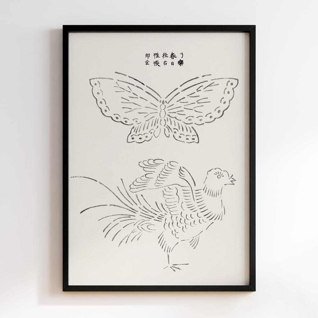 Постер Japanese Vintage Original Woodblock Print from Yatsuo no Tsubaki (1860-1869) by Taguchi Tomoki #034