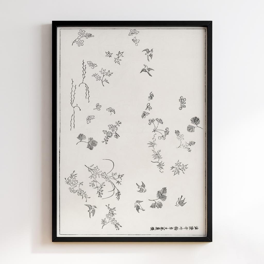 Постер Japanese Vintage Original Woodblock Print from Yatsuo no Tsubaki (1860-1869) by Taguchi Tomoki #011