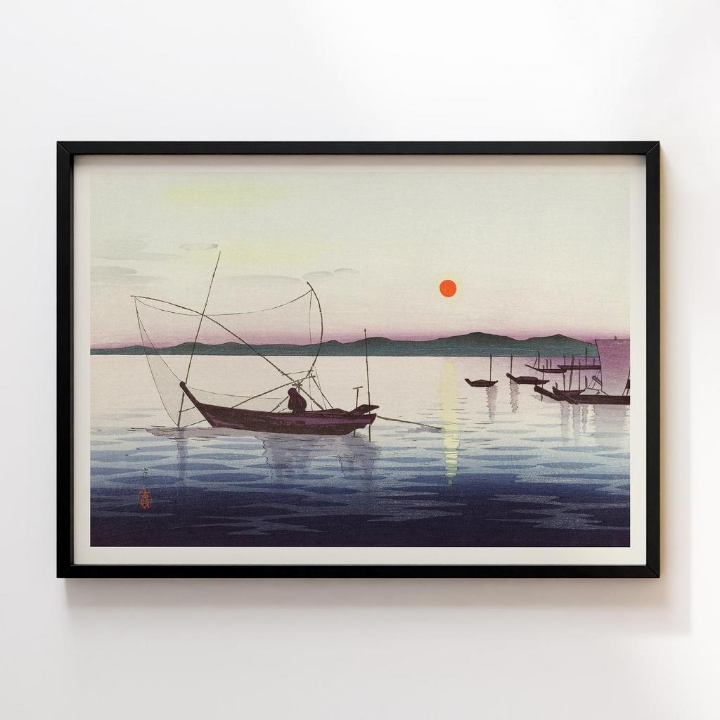 Постер Boats and setting sun (1900 - 1936) by Ohara Koson (1877-1945)