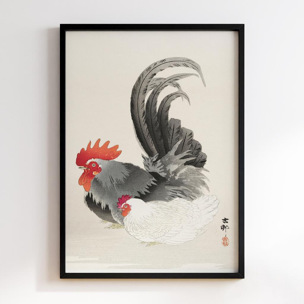 Постер Chicken and cock (1900 - 1936) by Ohara Koson (1877-1945)
