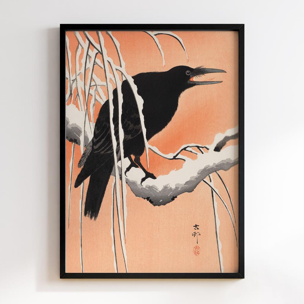 Постер Crow on snowy branch (1900 - 1930) by Ohara Koson (1877-1945)
