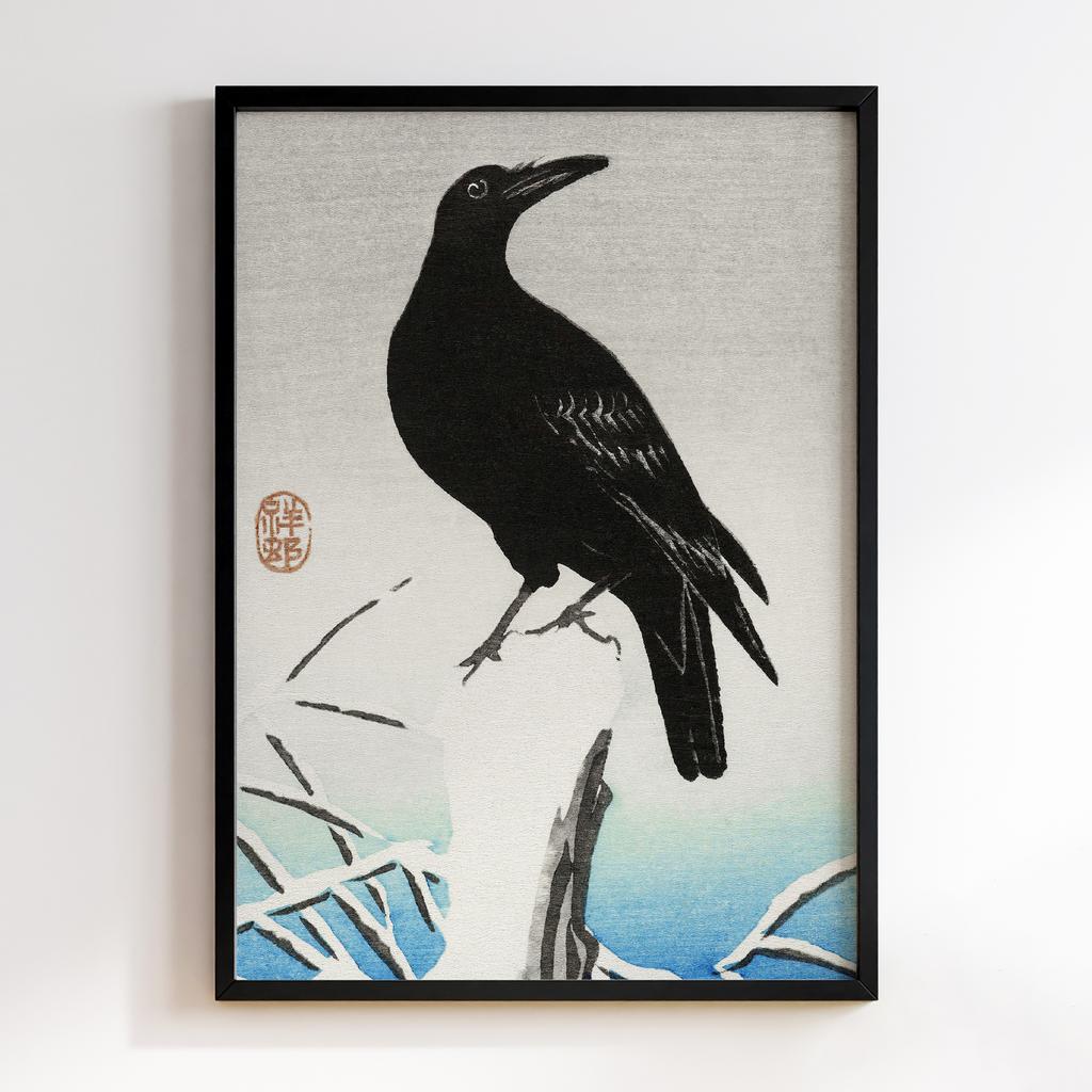 Постер Crow on snowy pole (1925 - 1936) by Ohara Koson (1877-1945)
